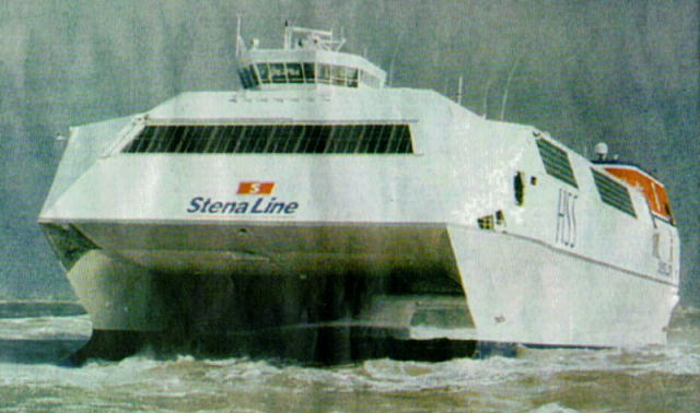 Picture of the STENA ferry, a very large 
and fast catamaran.